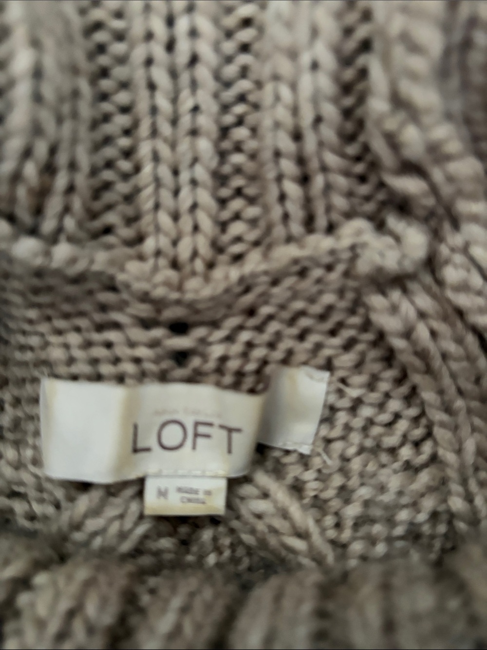 LOFT Chunky Cable Knit Sweater in Taupe